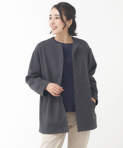 レディース ノーカラー キルト カットカーディガン通販 [0302-51202