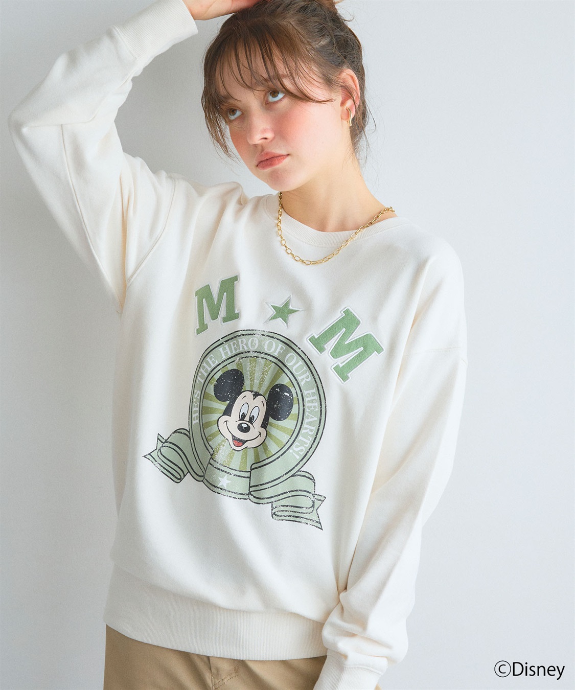 Disney/ディズニー》ミッキーマウス刺繍ワッペンデザインスウェット