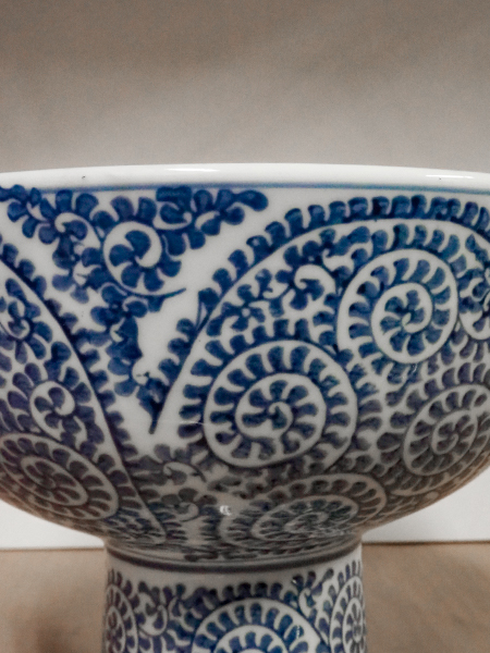 九谷 古染付盃洗 コンポート 花器 アンティーク 九谷焼/庄三/花瓶/骨董/アンティーク | 骨董・アンティークの