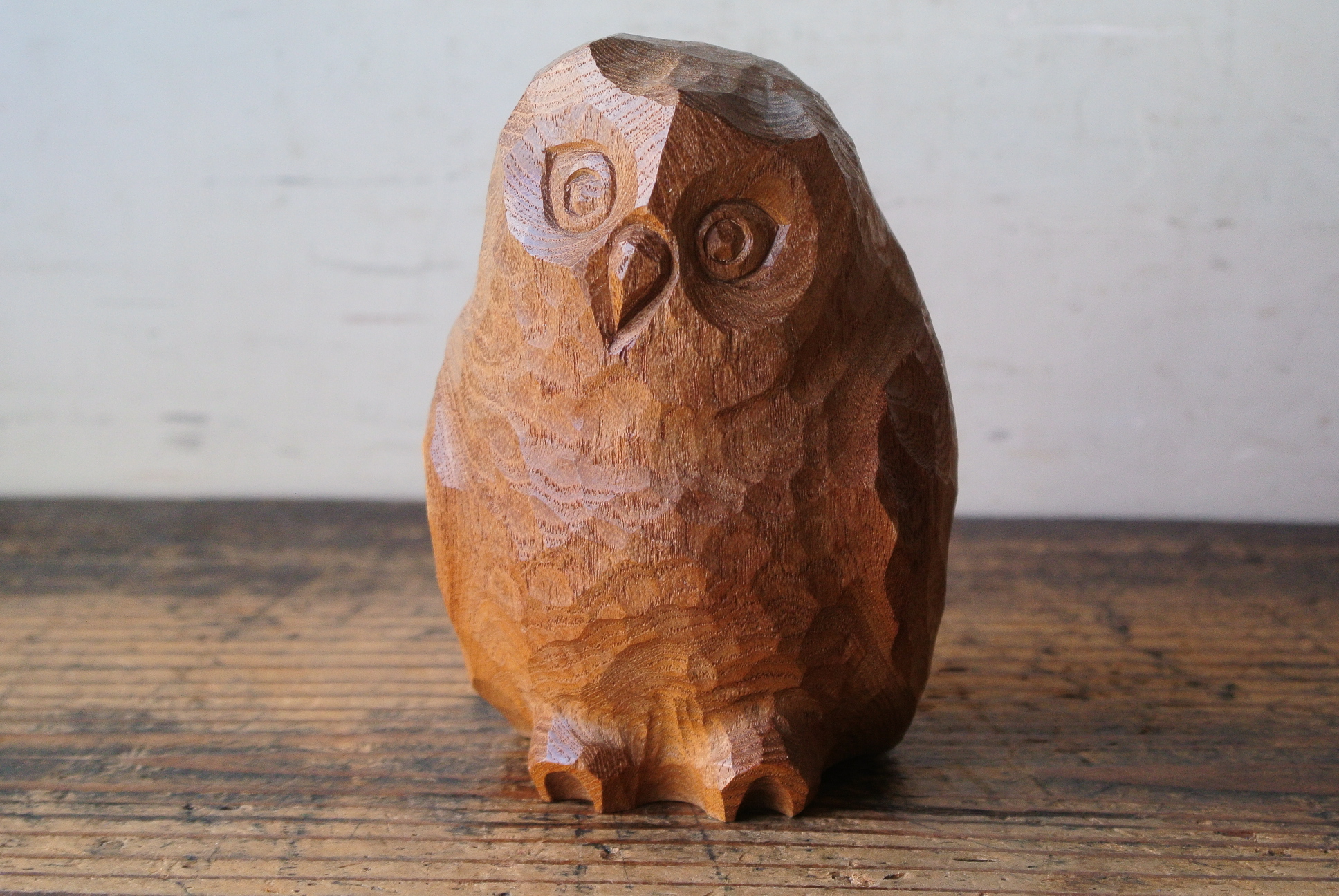 三好純男 作「ふくろう」木彫 - アンティーク雑貨・古道具の札幌