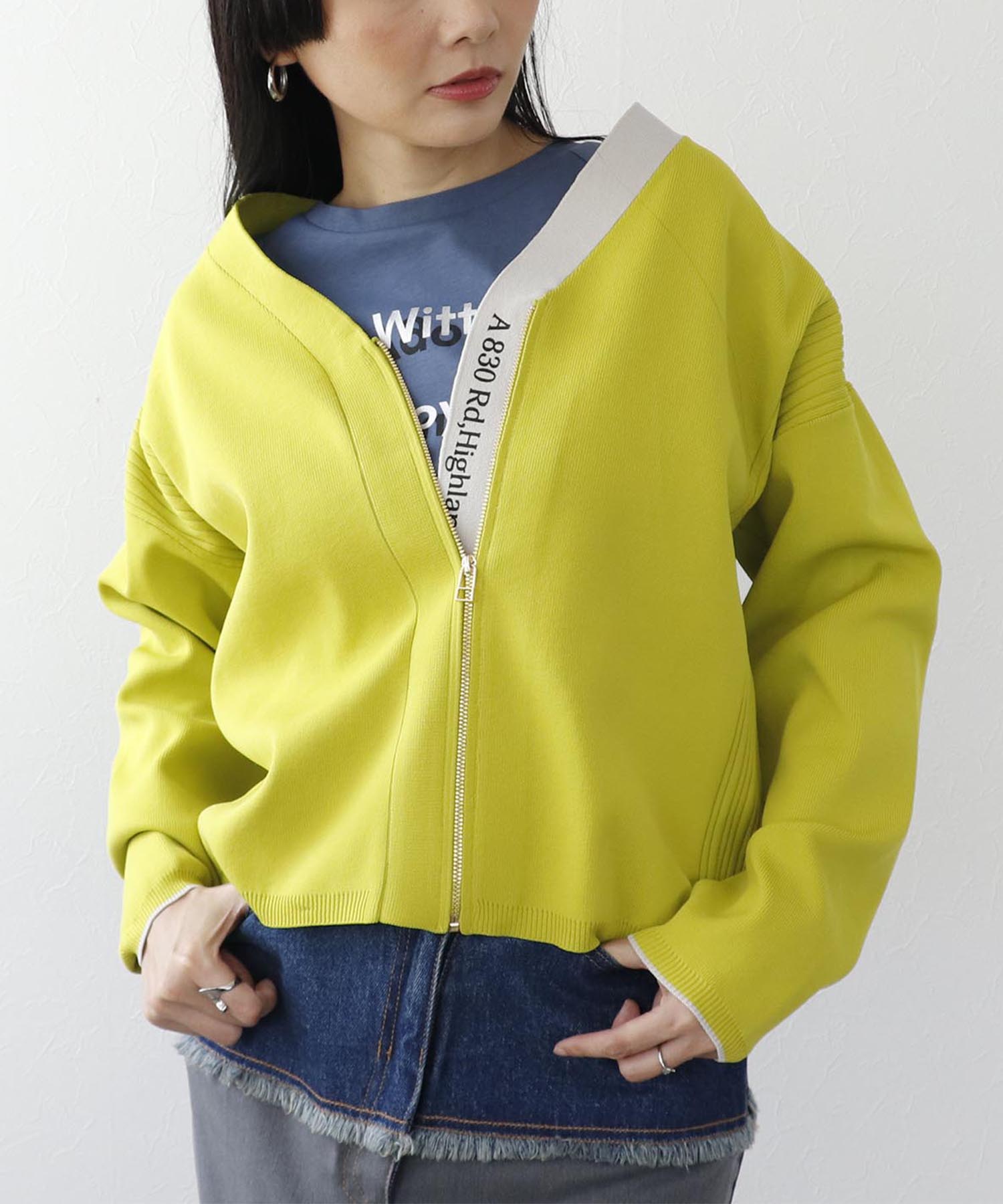 超軽量編柄ロゴZIPブルゾン | AND ON JIONE STORE（アンドオン）ジオン