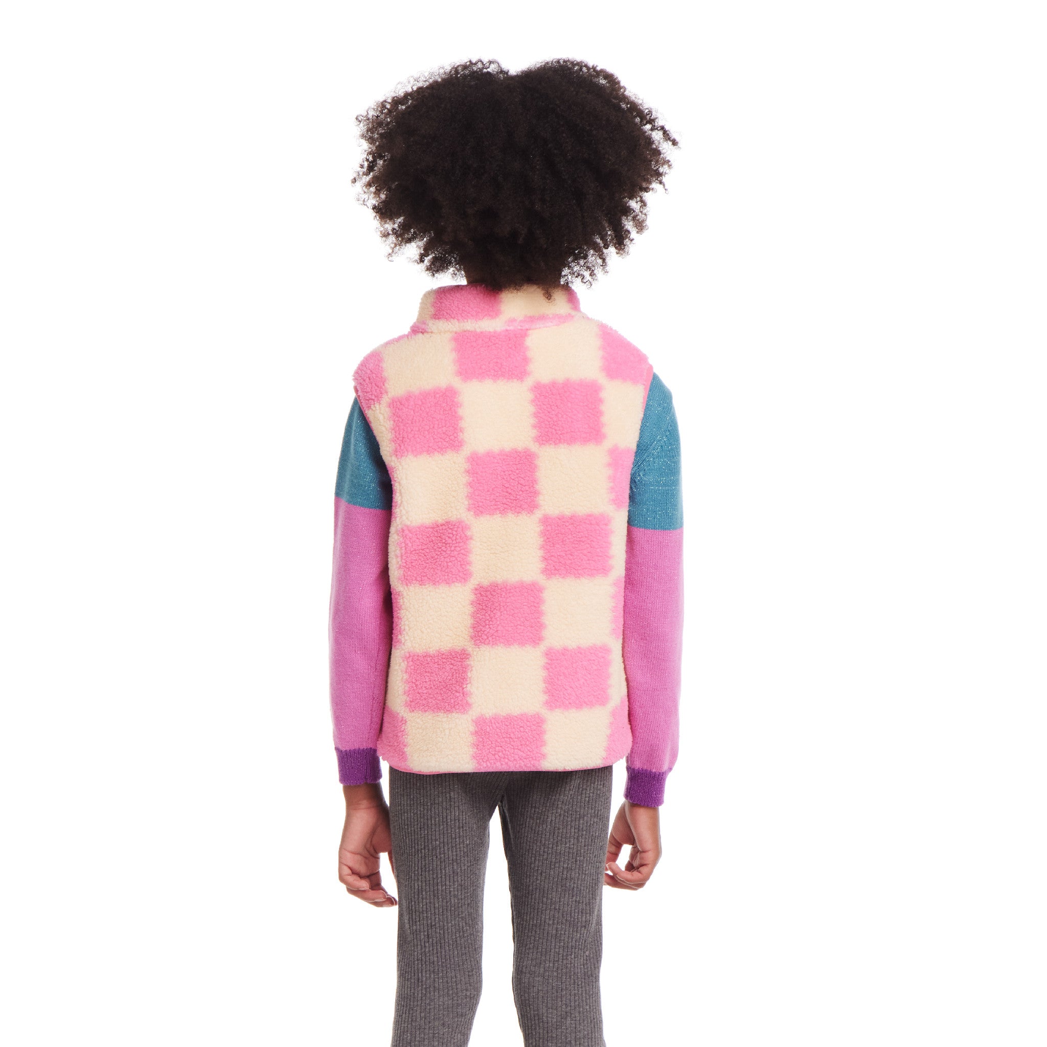 ANDY AND EVAN | Kids Checkered Faux Fleece Vest | Pink – Andy & Evan