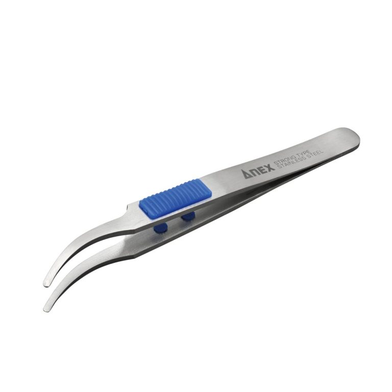 ラバーグリップ付 ステンレスピンセット 先丸鷲型120mm （SUS410