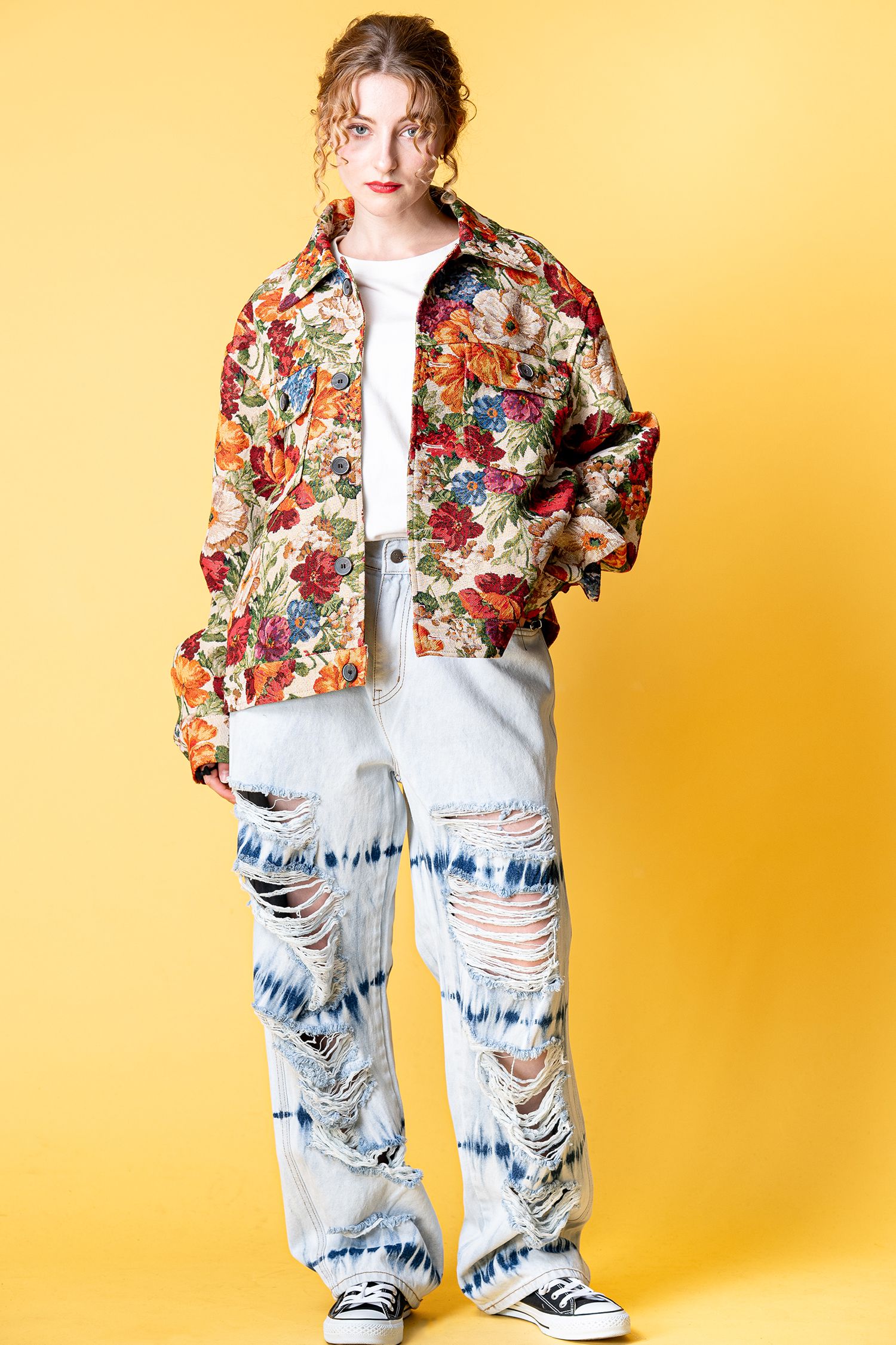 ゴブラン花柄ショート丈ジャケット ankoROCK(アンコロック) メンズ