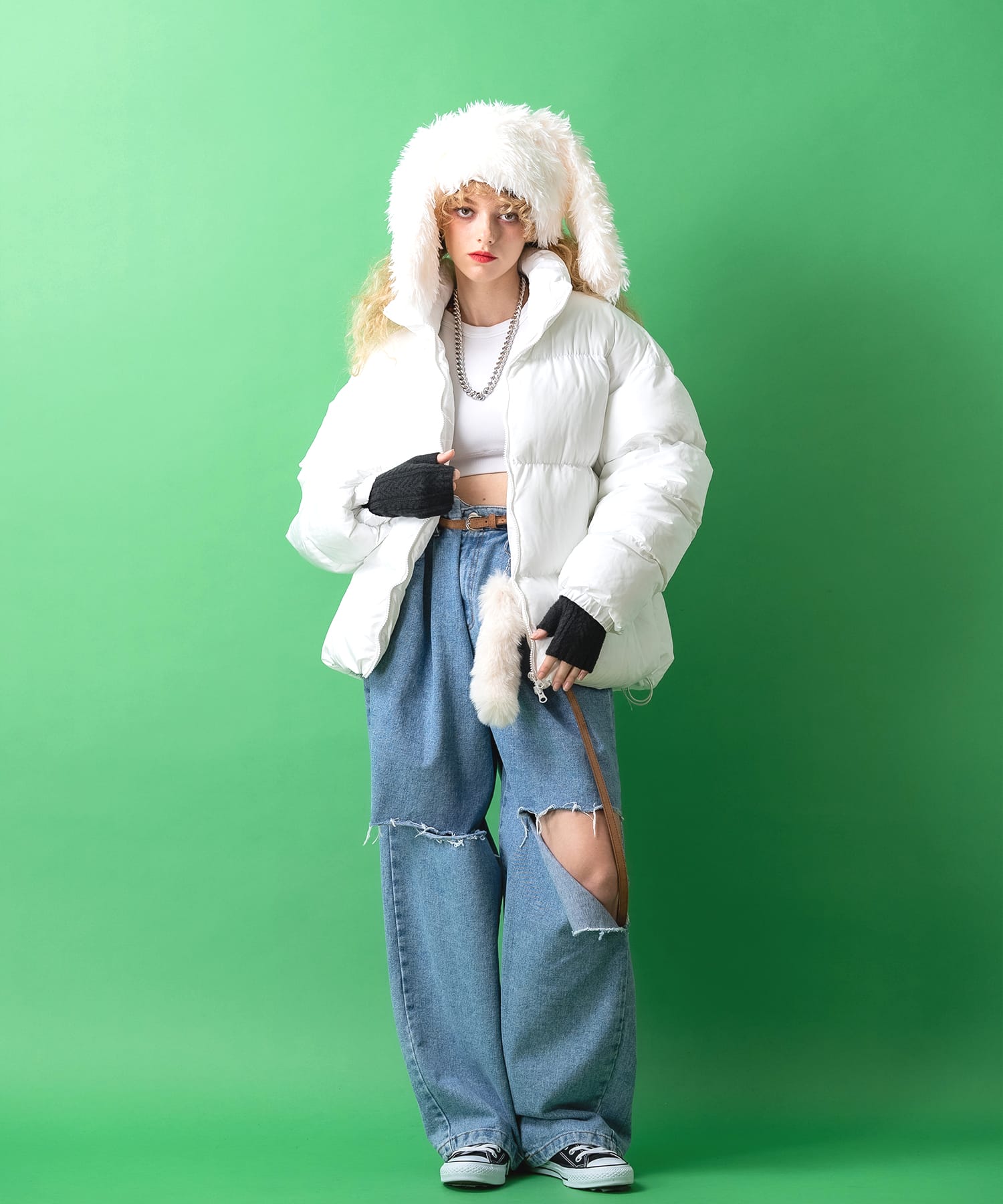 マットキルティングオーバーサイズ中綿ジャケット / メンズ レディース