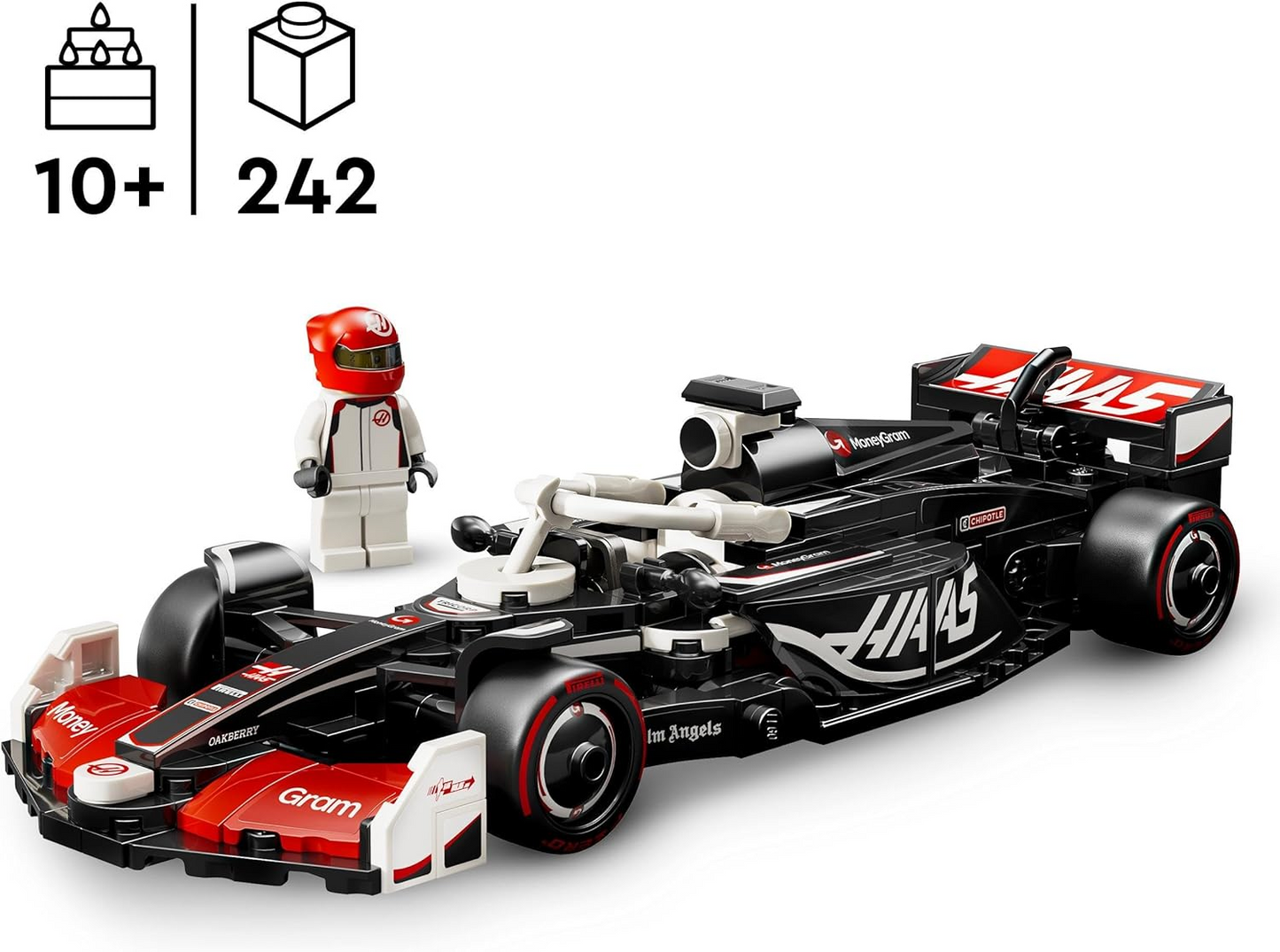 LEGO Speed Champions MoneyGram Haas F1 Team VF-24 Race Car Toy com uma