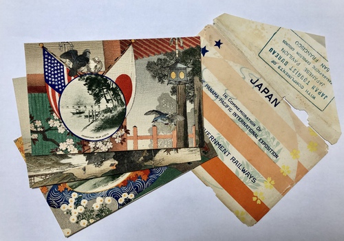 日本：パナマ運河開通記念（サンフランシスコ)博覧会の記念ちりめん