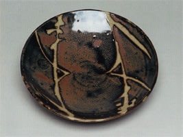 人間国宝 陶芸家 濱田庄司 浜田庄司 柿釉 トウキビ文 赤絵 徳利 共箱