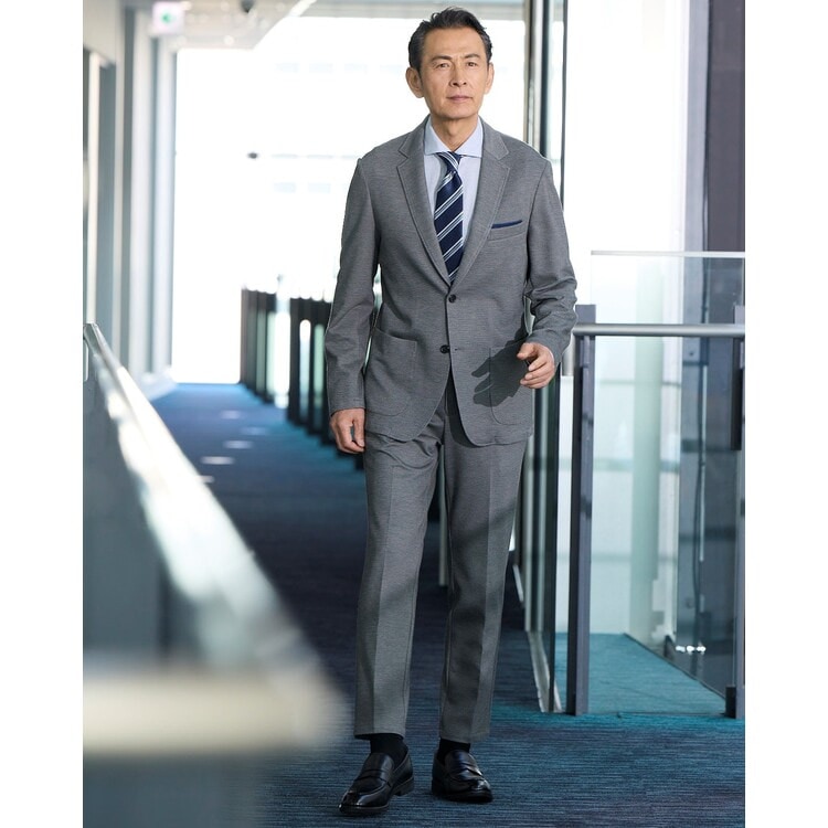 パジャマスーツ】裾上げ済 ジャガードジャージーパンツ グレー