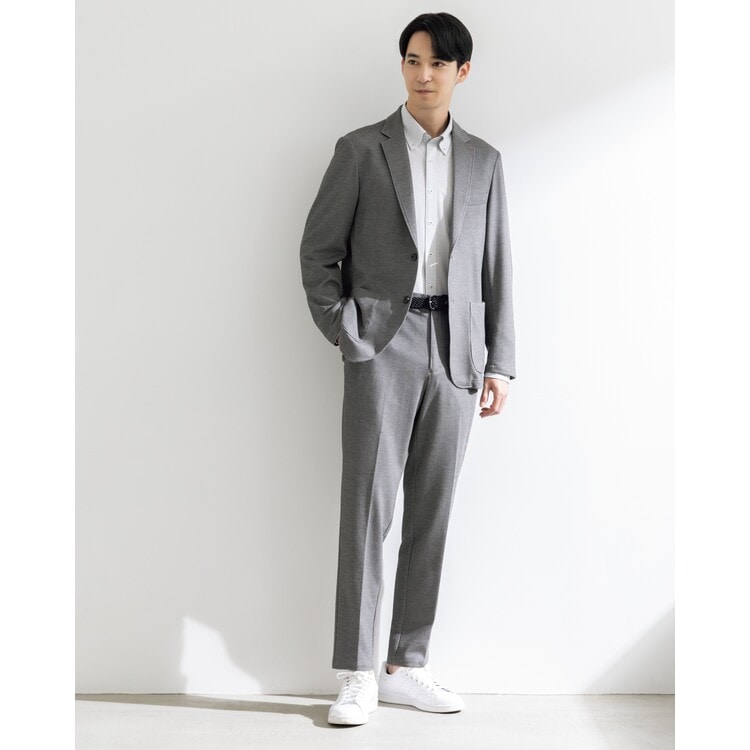パジャマスーツ】裾上げ済 ジャガードジャージーパンツ グレー