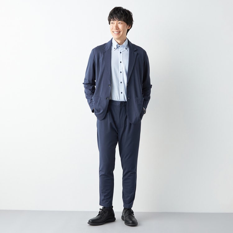 パジャマスーツ】リラックス 冷感ジャージジャケット 紺 セットアップ