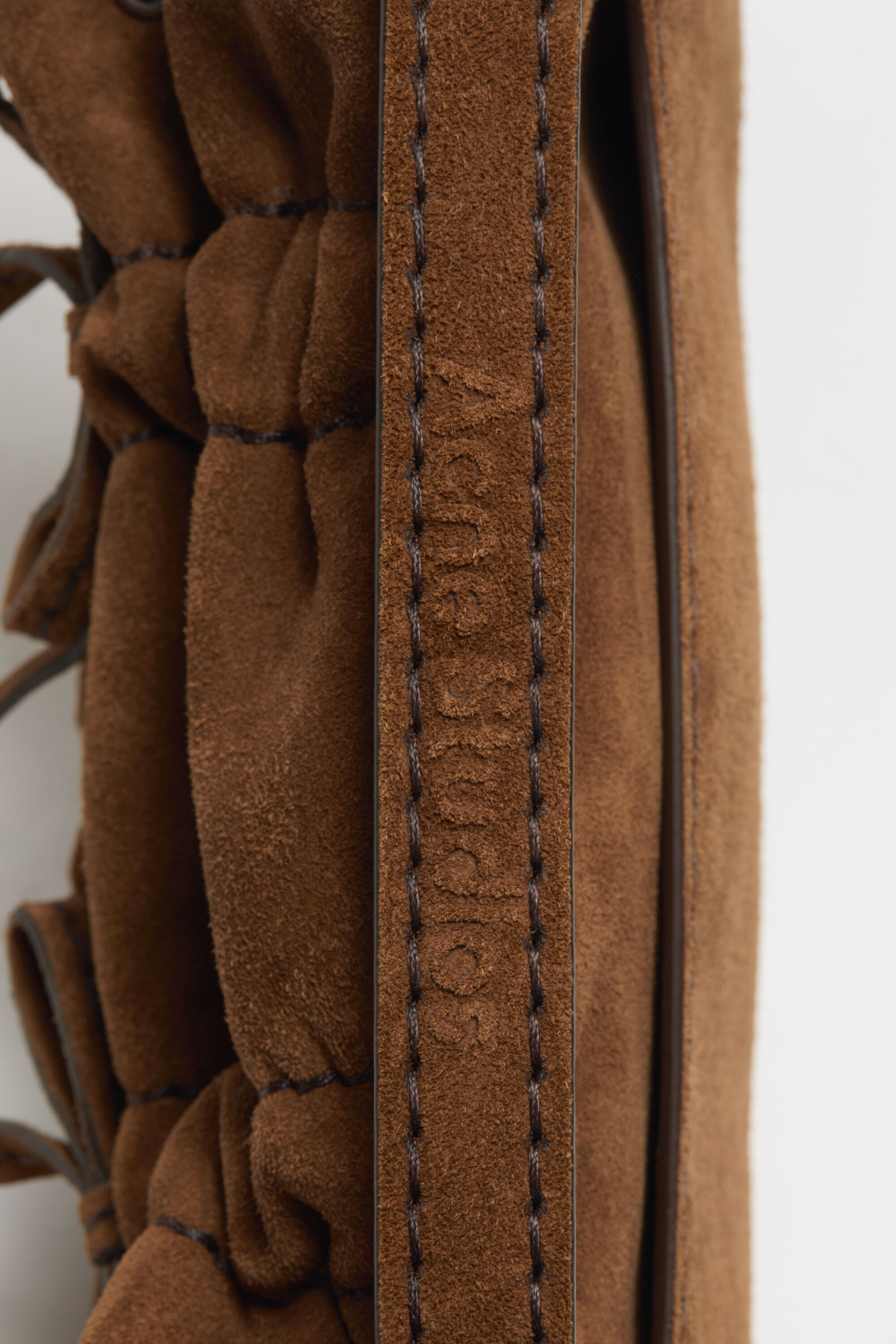 Acne Studios - Multipocket suede micro bag - Cognac brown