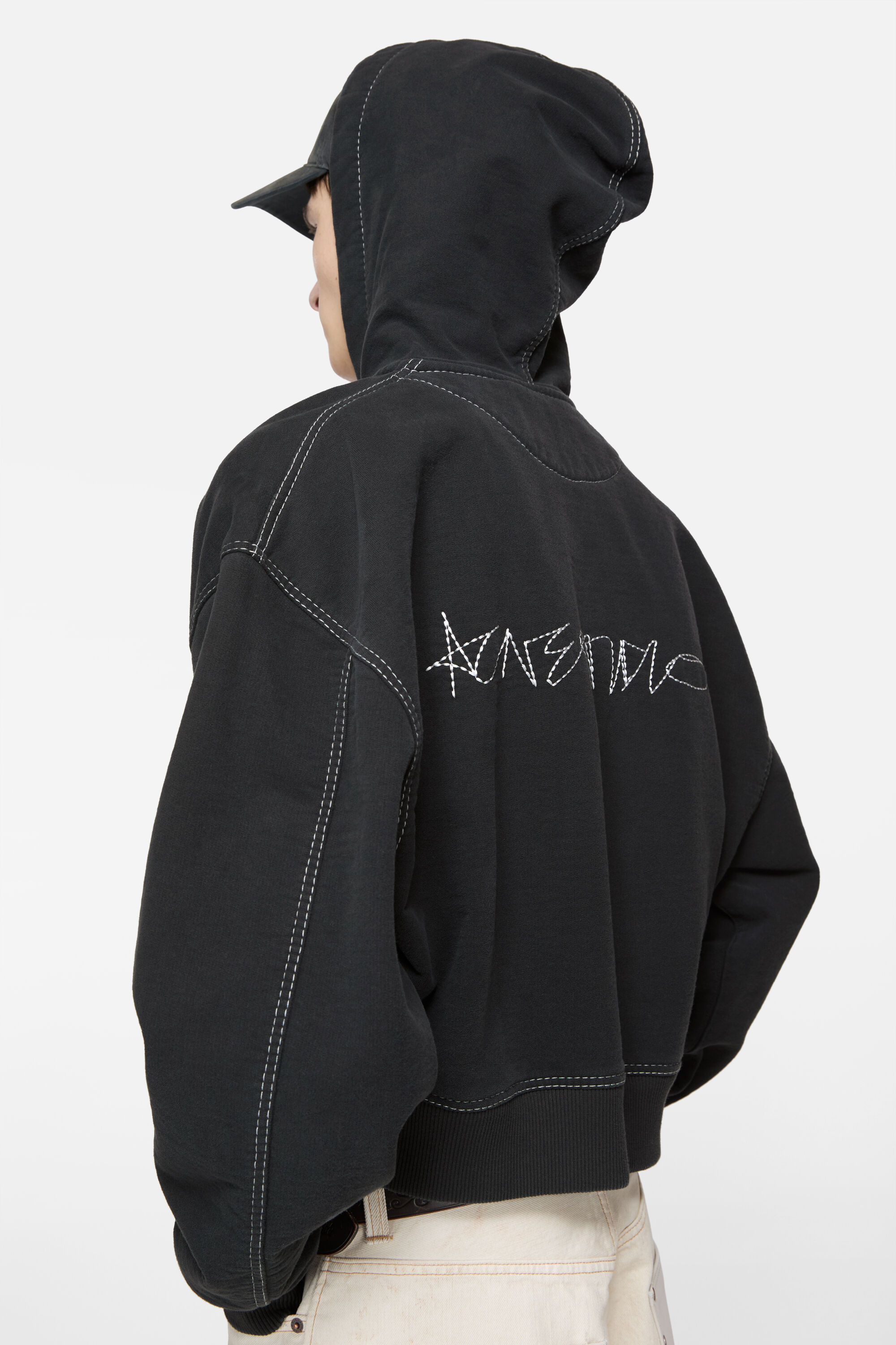 Acne Studios - Hooded zip-up sweater - Faded black