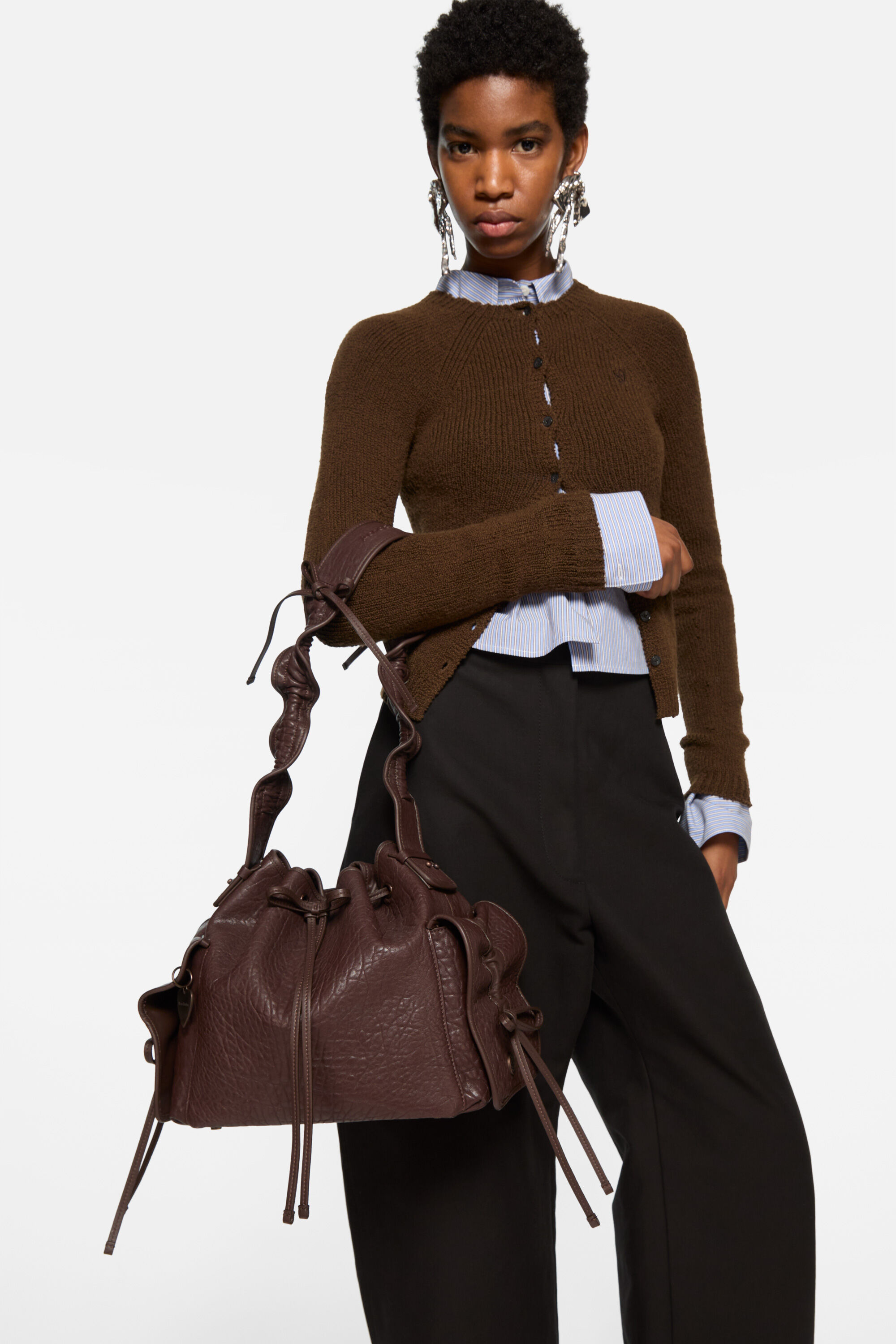 Acne Studios - マルチポケットバケットバッグ - チョコレートブラウン