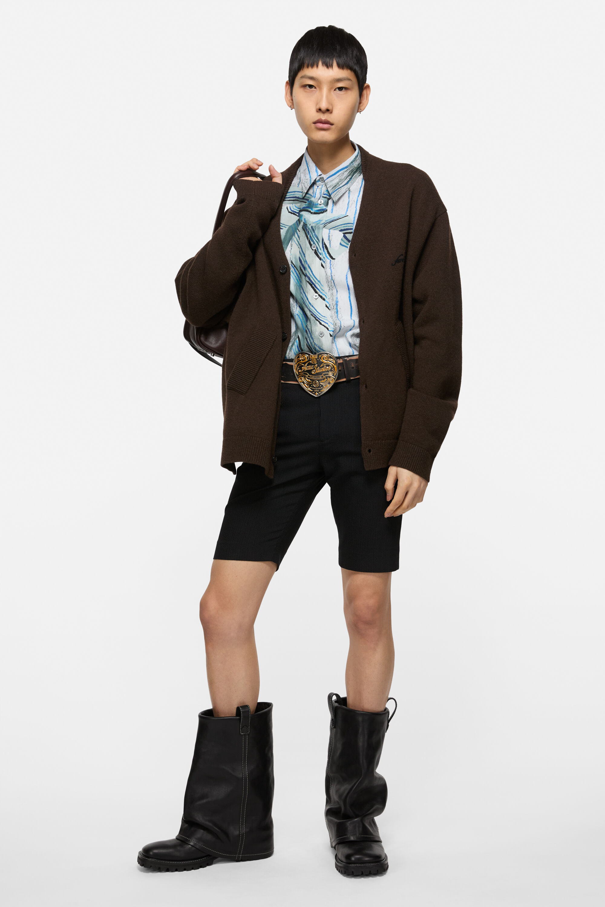 Acne Studios - ウールVネックカーディガン - ダークブラウン