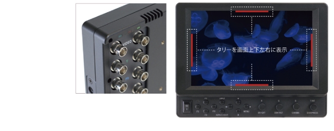 高輝度IPS液晶パネル7型マルチ入出力端子搭載フィールドモニター