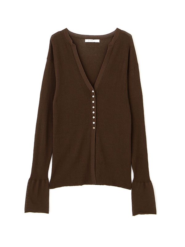 ETRE TOKYO - シアーリブニットカーディガン - ブラウン | ADDICT WEB SHOP
