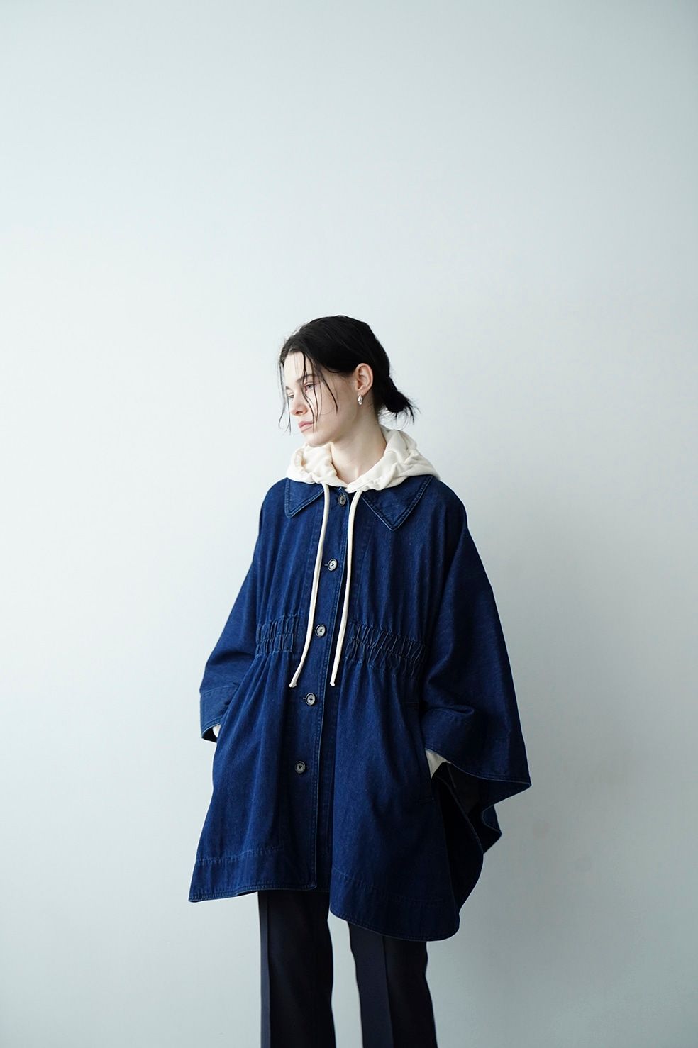 CLANE - デニム ケープ コート - DENIM CAPE COAT INDIGO | ADDICT WEB