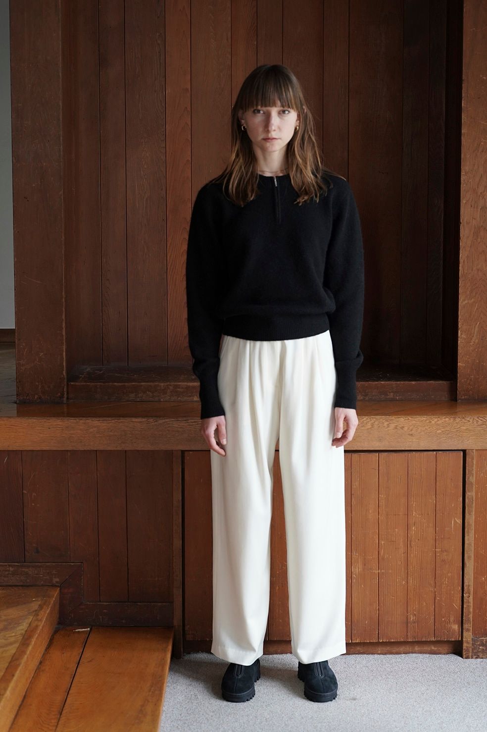 CLANE - ダブルフェイス ヤク ニットトップス - W FACE HALF ZIP YAK