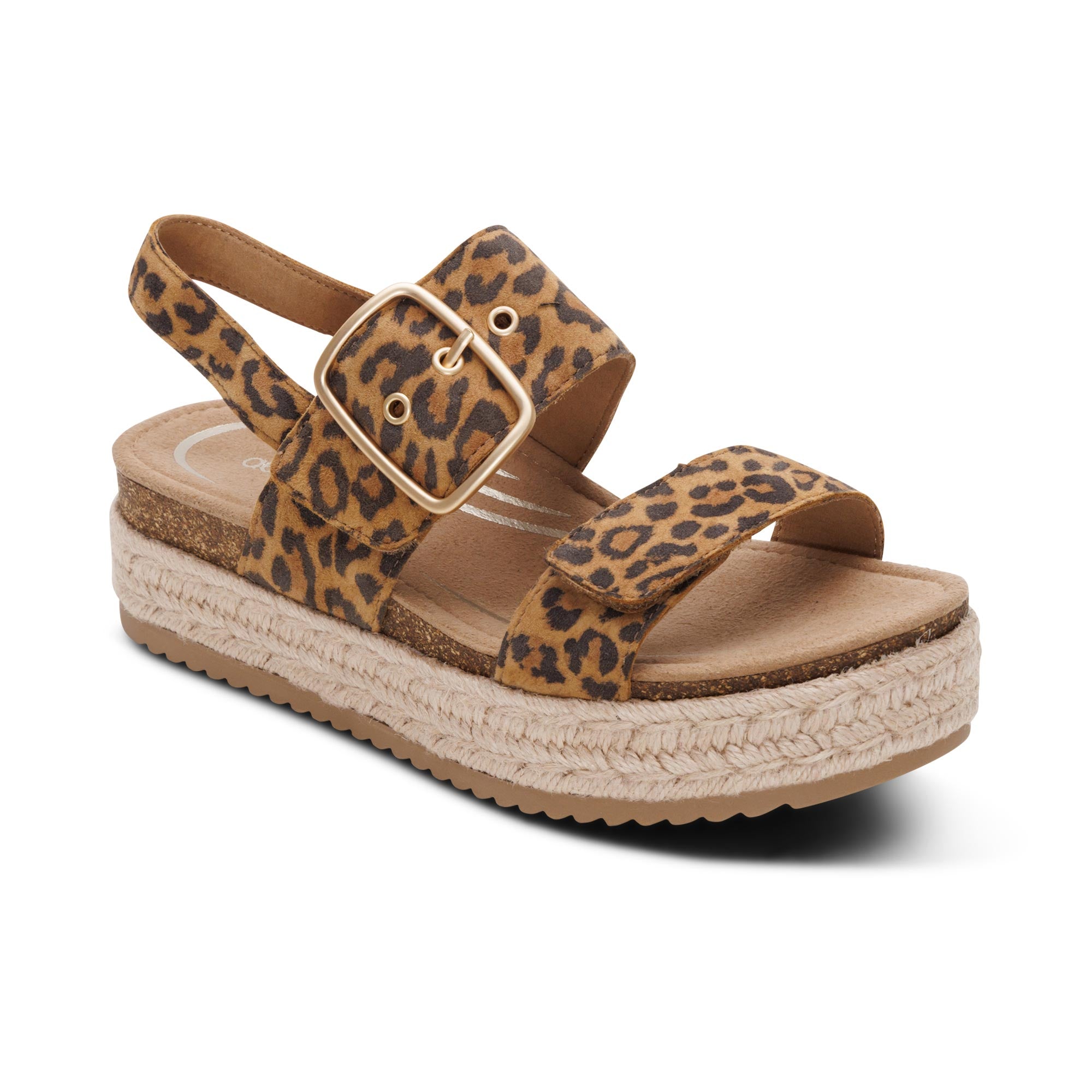 Vania Arch Support Platform Sandal in Leopard Print | aetrex