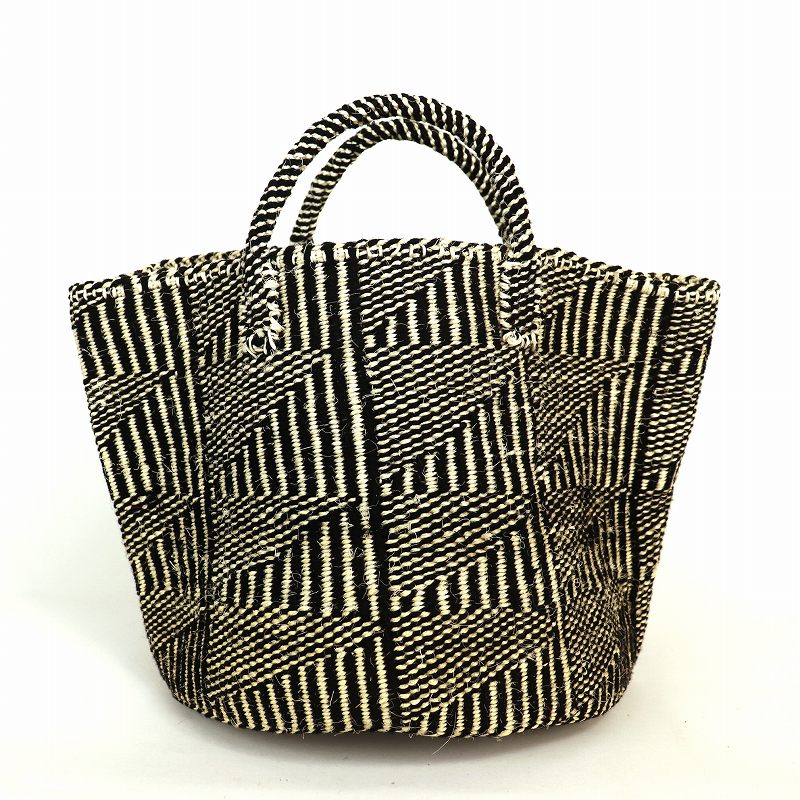 アフリカンスクエアー / アクリルxサイザルバッグ共手12x10 ハンドル短