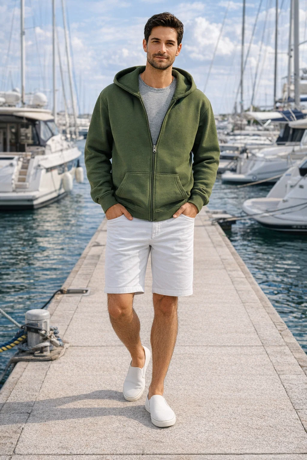 AKWA 1746-CVC Men's Full Zip Fleece Hoodie