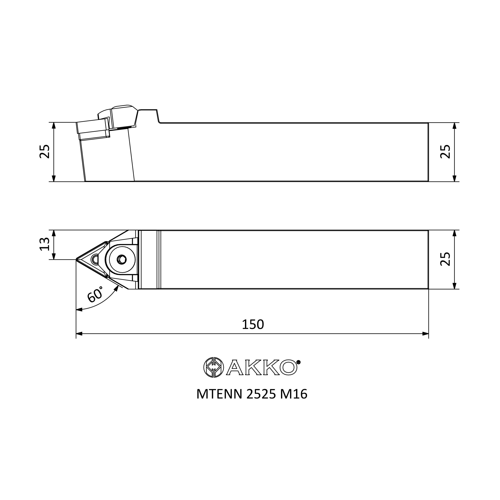 MTENN 2525 M16 - PORTA HERRAMIENTAS DE TORNEADO EXTERNO SISTEMA-M