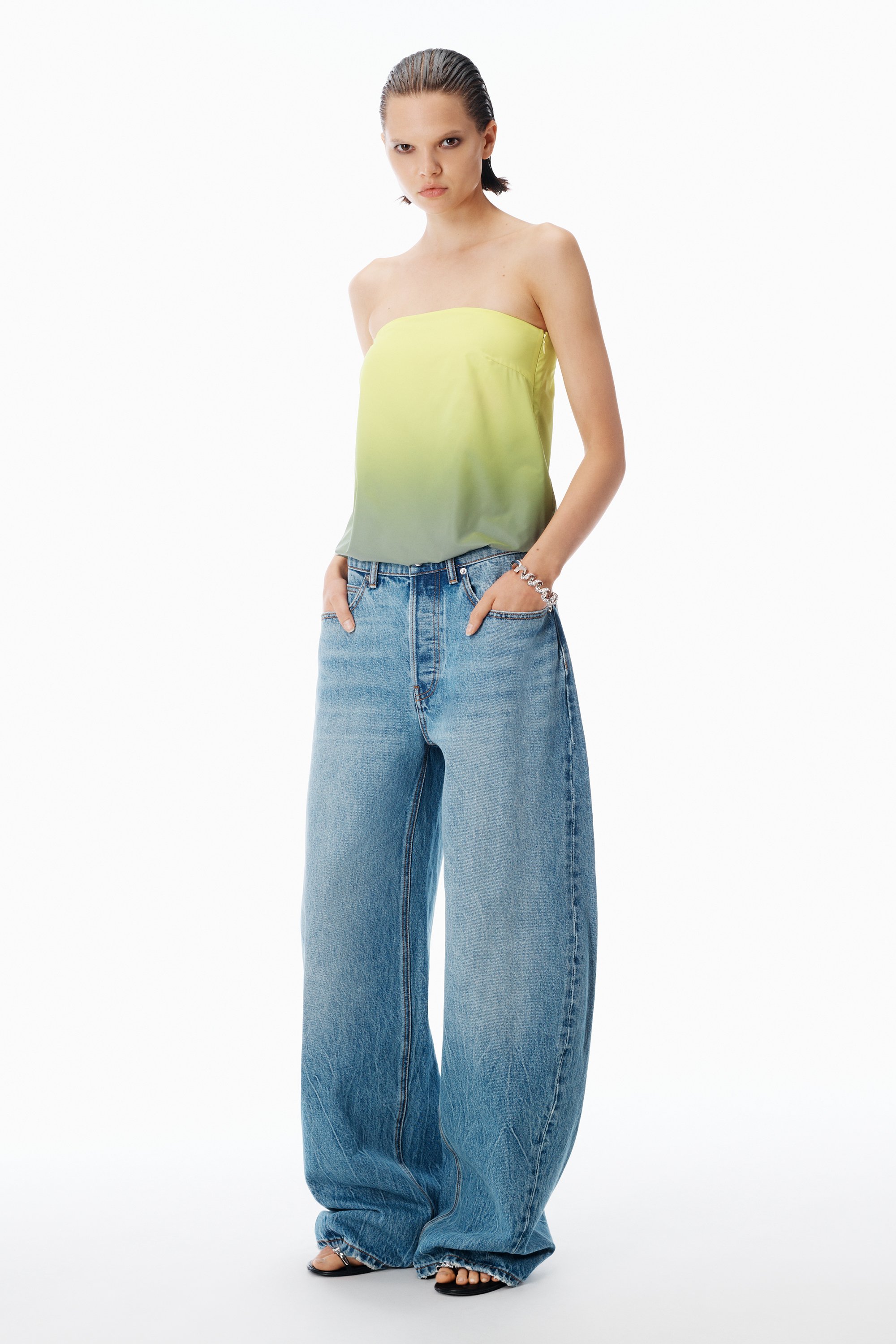 Crystal Hotfix Blow Up Jean in VINTAGE LIGHT INDIGO | alexanderwang®