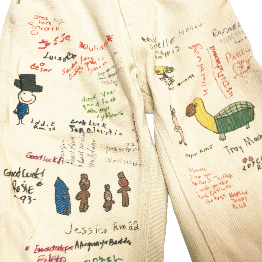 40%OFF】 裏起毛ツイル ラクガキ パンツ / DENIM DUNGAREE 22480614