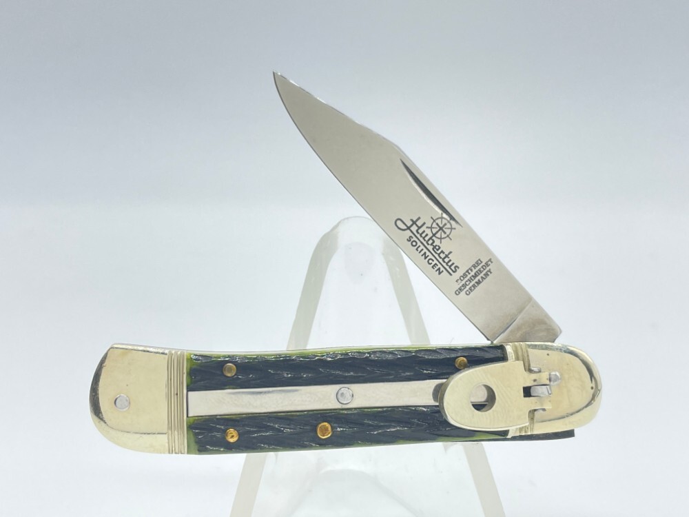 HUBERTUS Solingen Germany Green Jig Bone Jack Leverlock Automatic