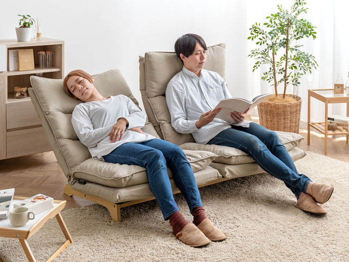 1人掛けリクライニング座椅子 ハイバック ダブルクッション