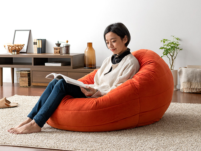 2wayビーズクッション 大きい ごろ寝対応 ベロア生地 Feliz | 家具