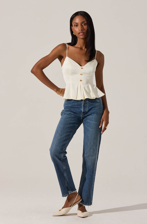 Paislee Satin Pleated Peplum Top - ASTR the Label