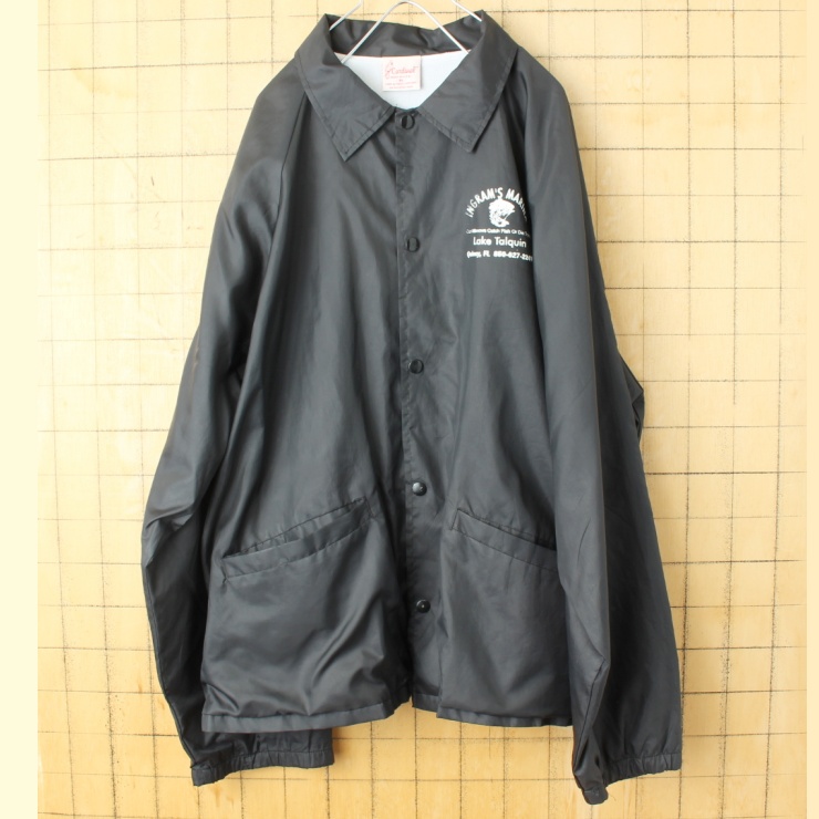 80s 90s Cardinal プリント コーチ ジャケット メンズXL ブラック