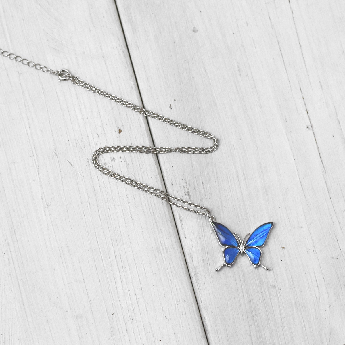 カキカモルフォ 蝶の翅 シルバー925 ペンダント ネックレス【Psyche