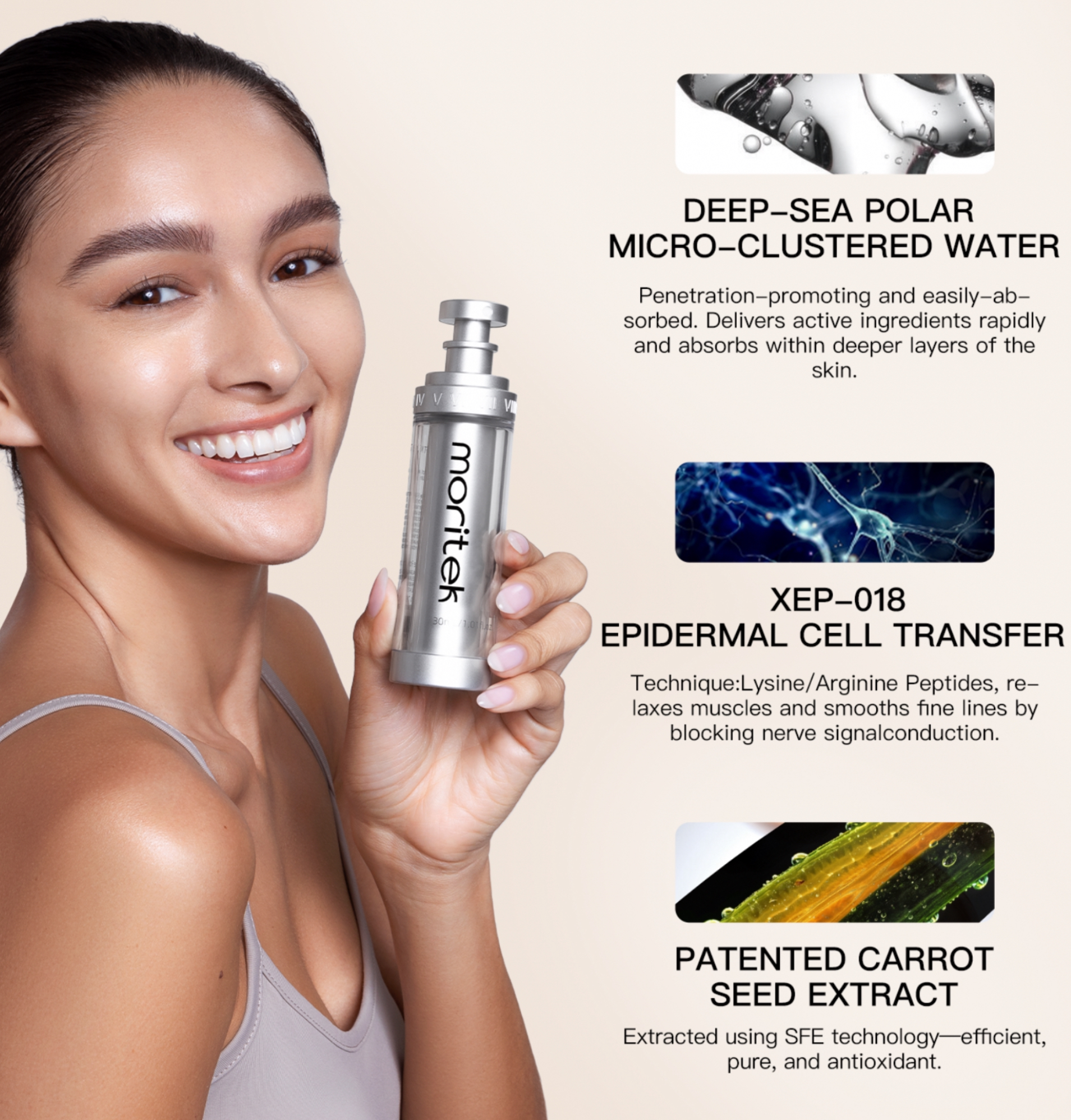 世界累計販売230万個突破のリフトアップ美容液スプレー 『moritek』が