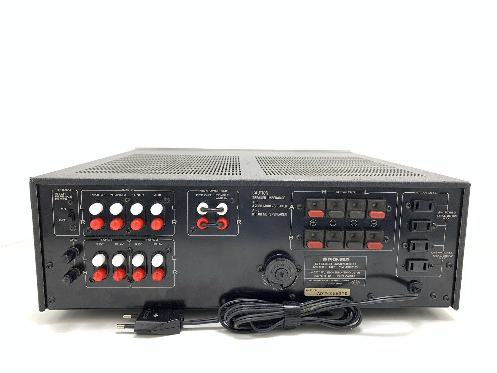 PIONEER SA 8800 Stereo Amplifier 2X 80Watts RMS Blue Line Vintage