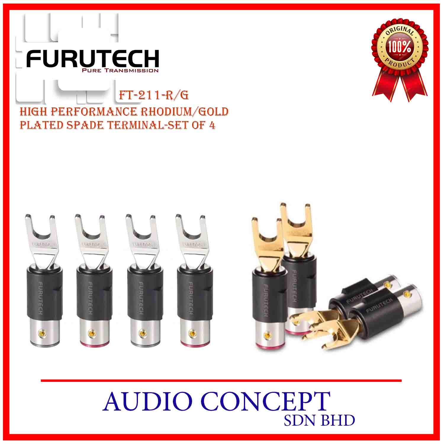 Furutech FT-211(R/G) Hi-Performance Rhodium/Gold-Plated Spade