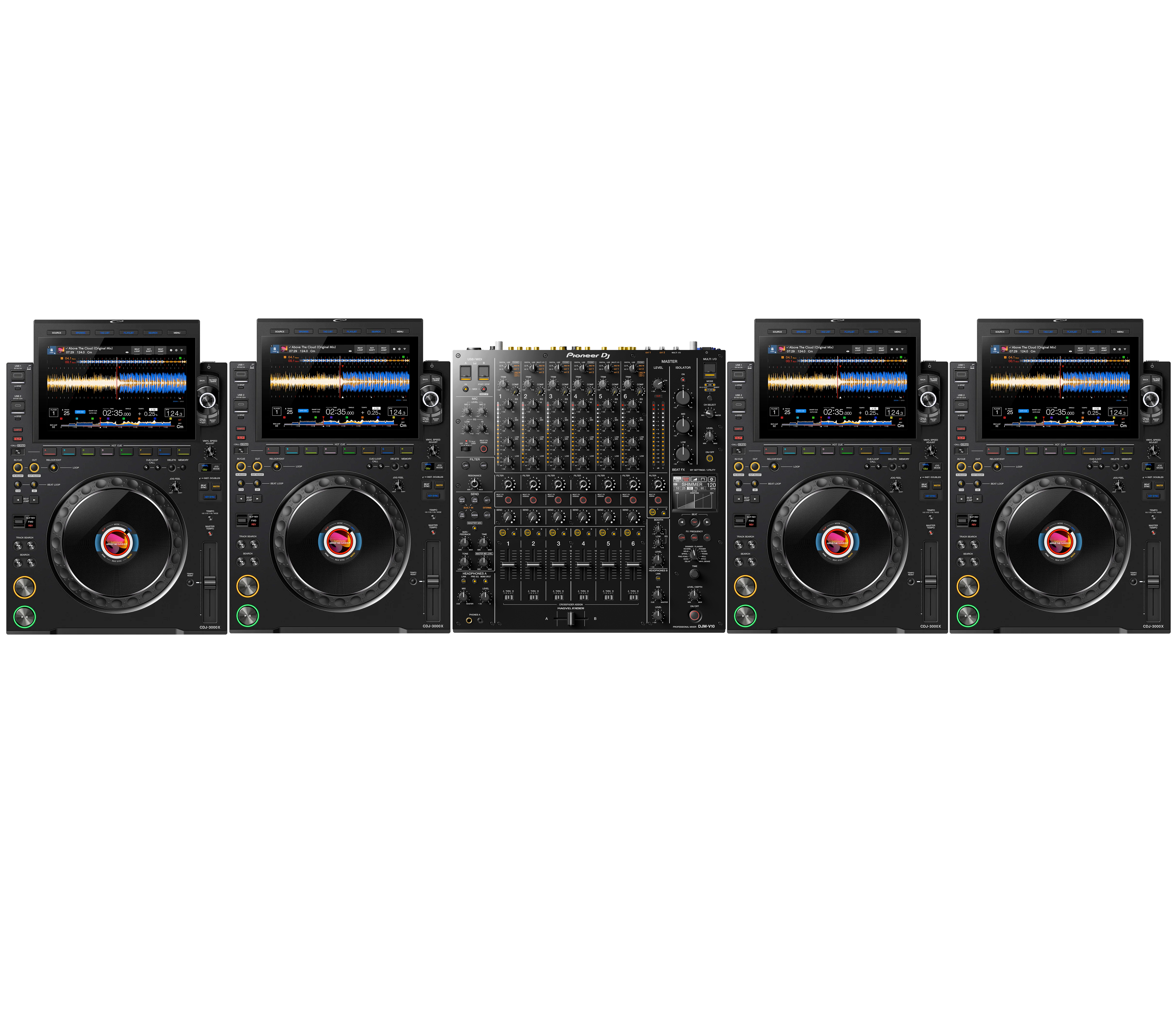 AlphaTheta + Pioneer DJ: (4) CDJ-3000X & DJM-V10 Bundle