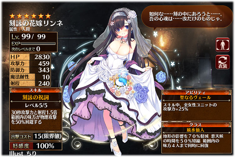 アイギス：刻詠の花嫁リンネの性能評価まとめ！物理攻撃100%回避が光る