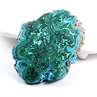 アリゾナ産クリソコラ原石磨きプレート-036水晶クラスター、天然石