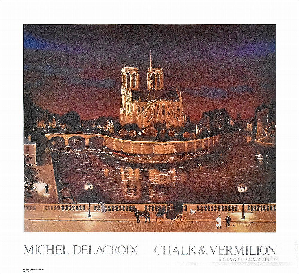 ミッシェル・ドラクロワ ポスター 夜のノートルダム寺院 SA2448|アート