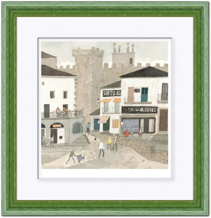 安野光雅 絵画(版画額装品/ジクレー) スペイン/カサレス 7306|アート