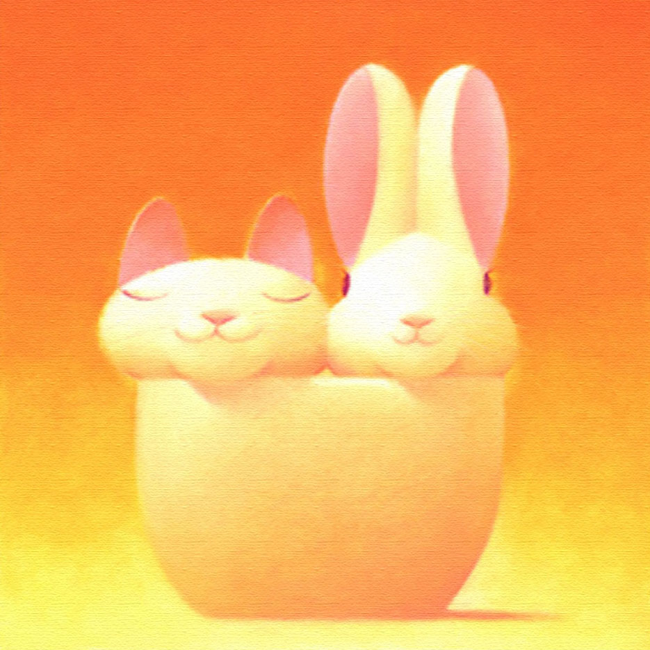 渡辺宏 絵画 (版画/キャンバスジクレー) いつも二人 6407|アート