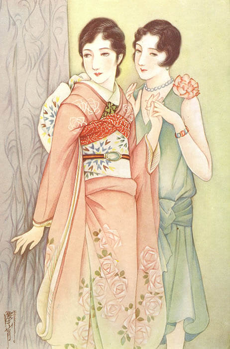 題名「小さな想い」 高畠華宵オマージュ 水彩 【公式通販】