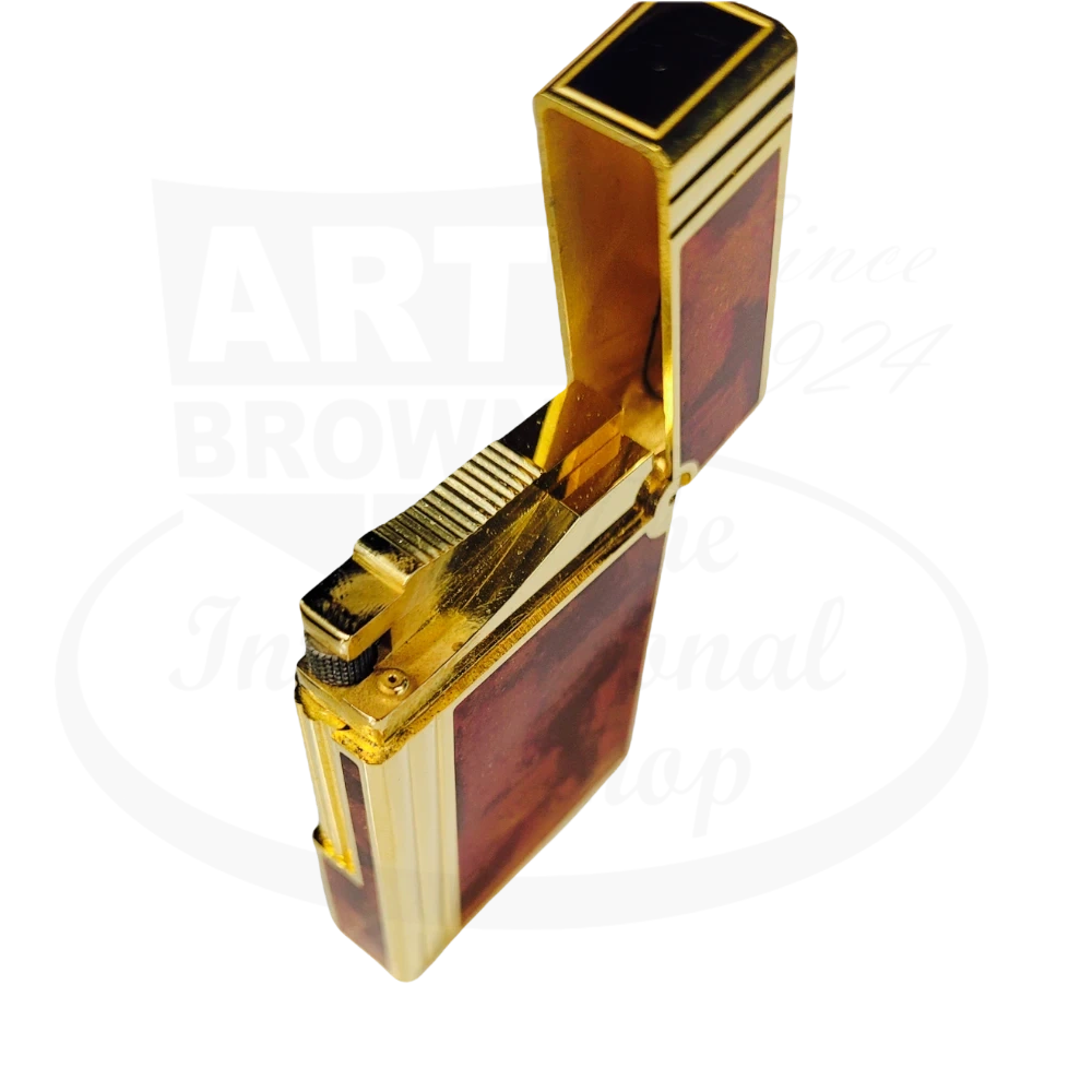 S.T. Dupont Gatsby Brown/Orange Lacquer and Gold Dust Gold Lighter