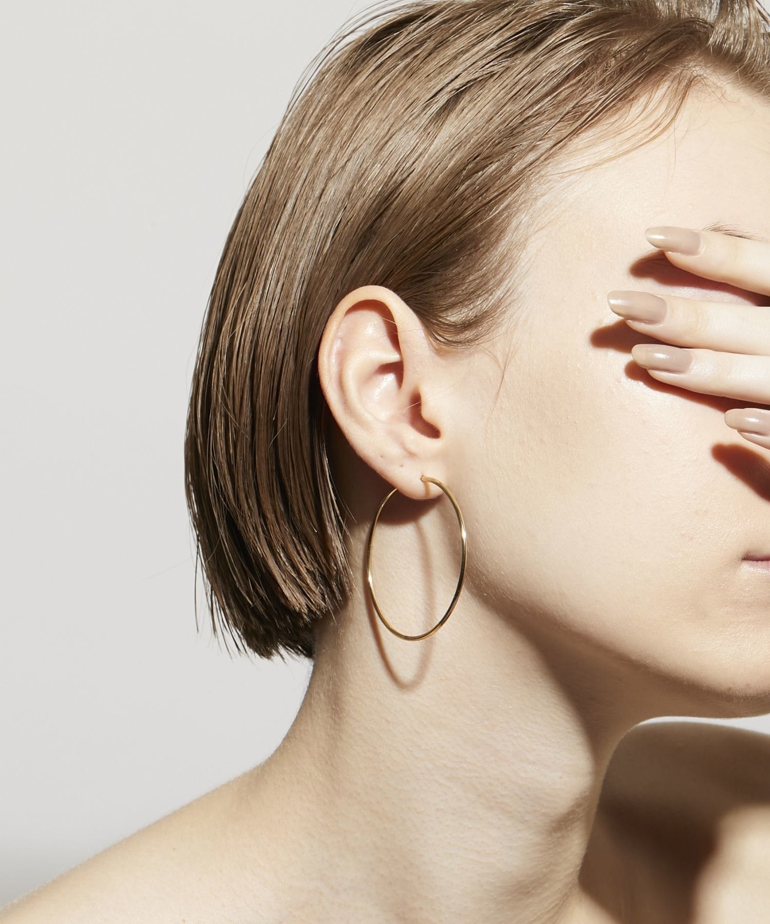 bone] organic thin large hoop pierced earring｜ARTIDA OUD（アル