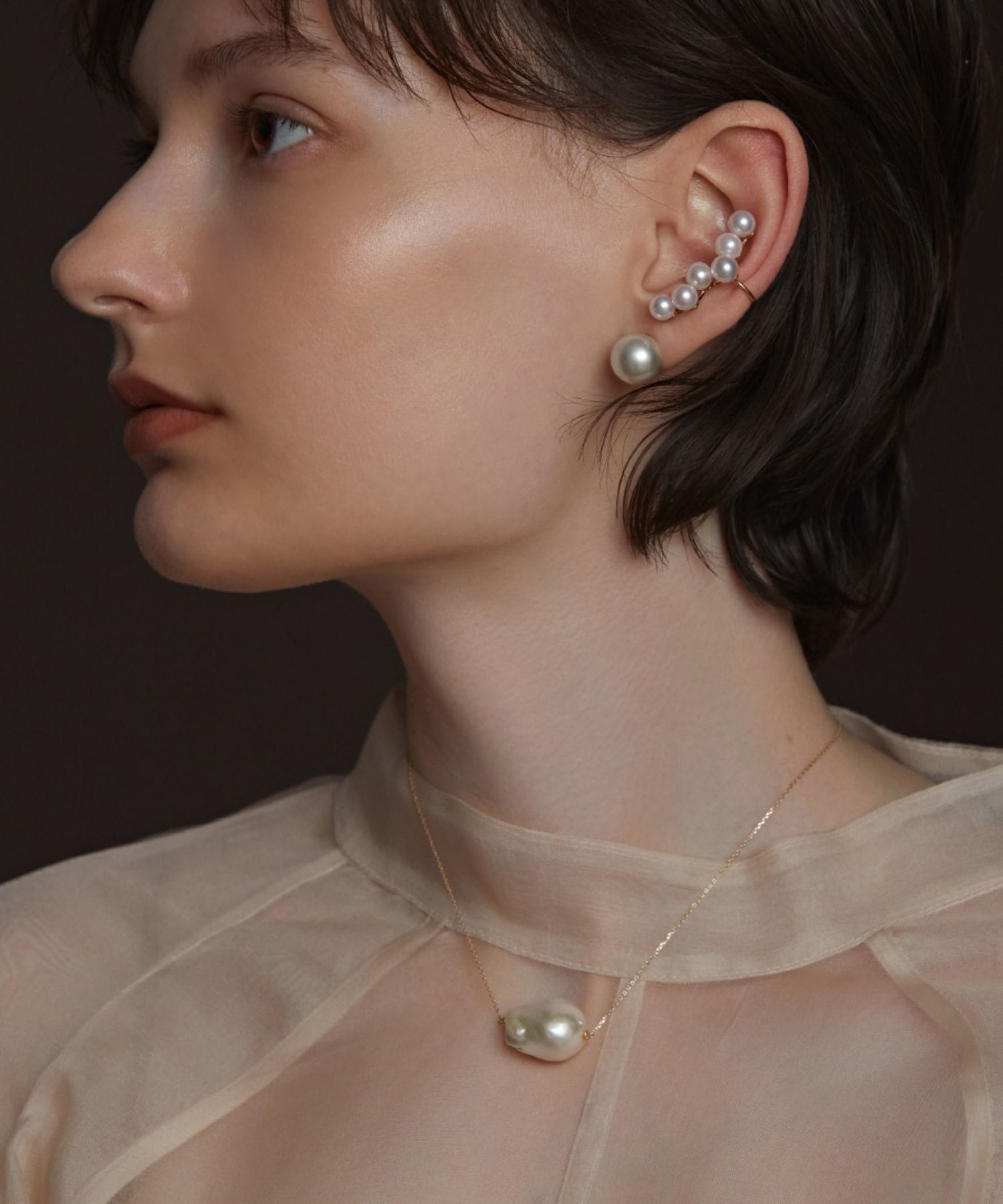 philia] K10 gray akoya 7mm stud single pierced earring｜ARTIDA OUD