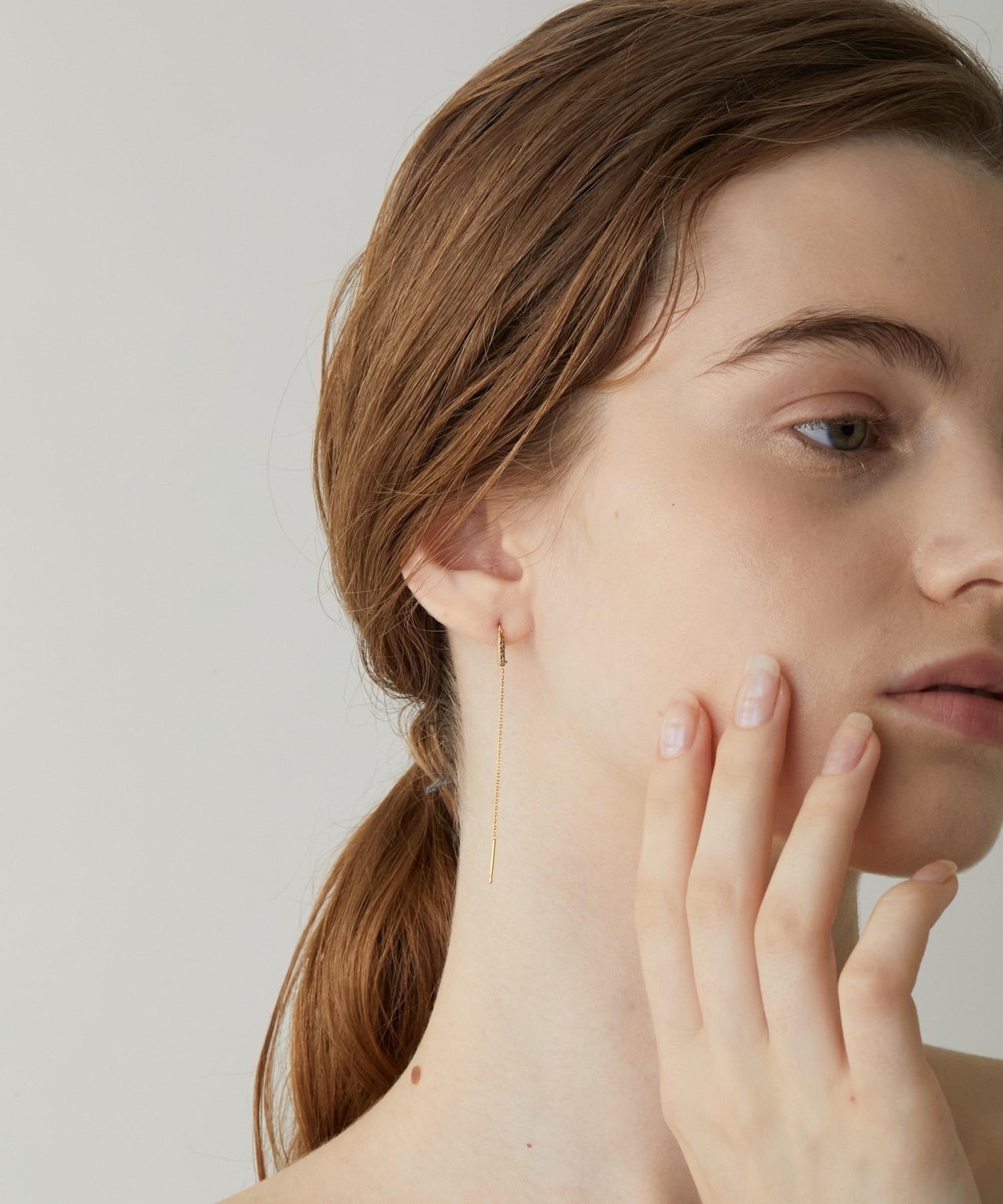 glimmer] pave diamond american chain single pierced earring