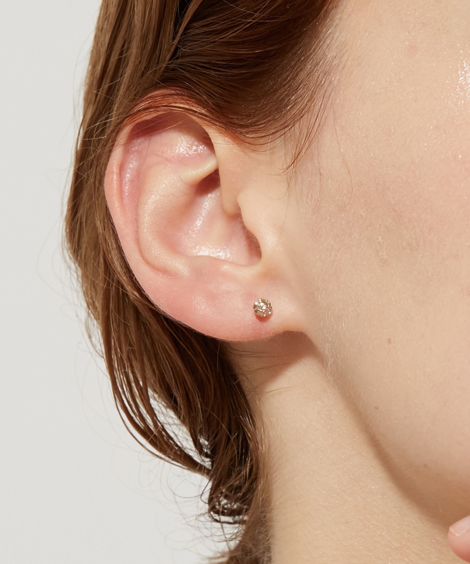 basic] K10 diamond drilled stud single pierced earring｜ARTIDA OUD